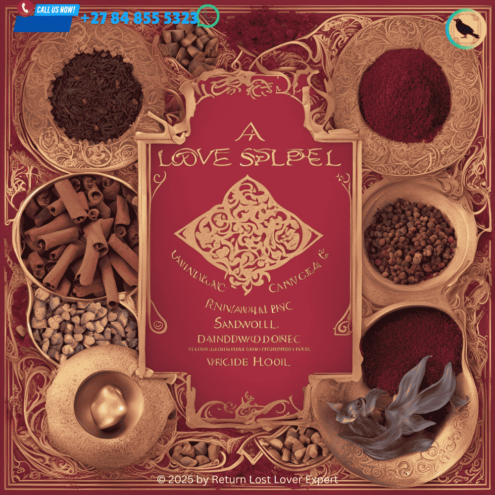 A collection of love spell incense including sandalwood, cinnamon, and dragon’s blood.