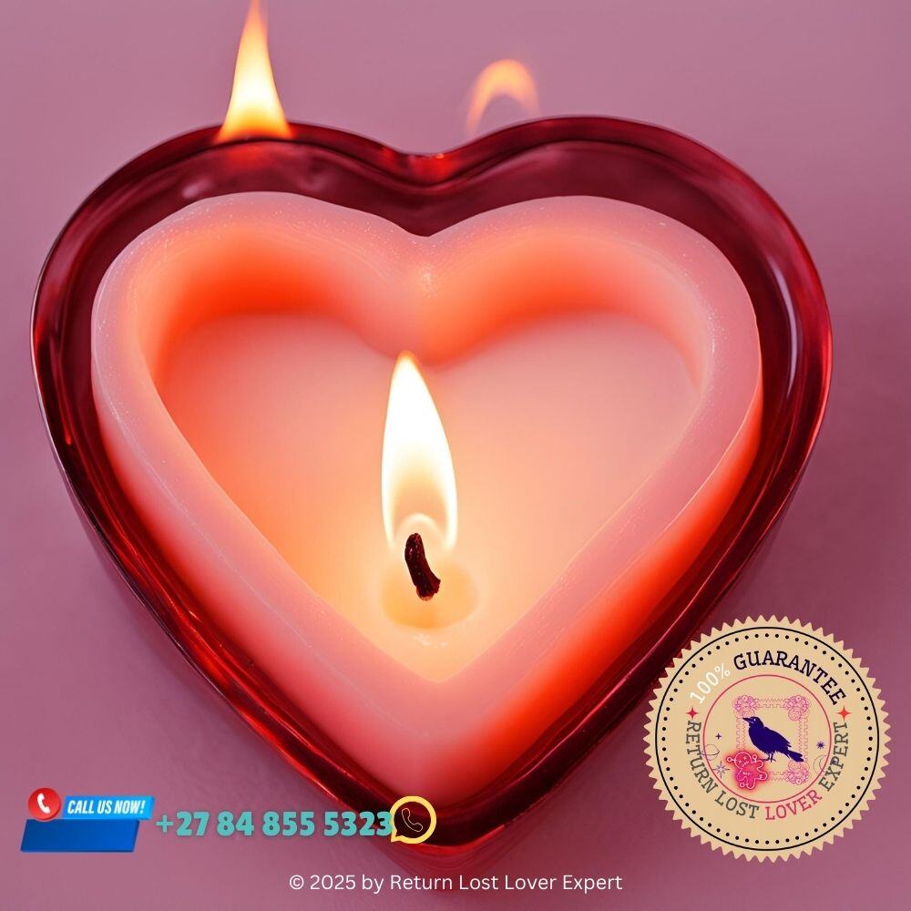 A heart-shaped candle burns brightly, symbolizing the enduring flame of eternal love and the magical allure of love spells (4)