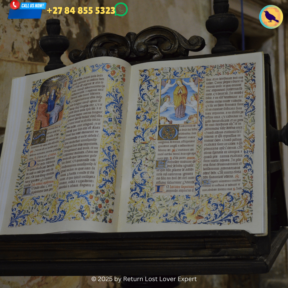 A medieval manuscript showing a Christian priest condemning the use of love spells, reflecting the Church’s stance on magic and heresy. (1)