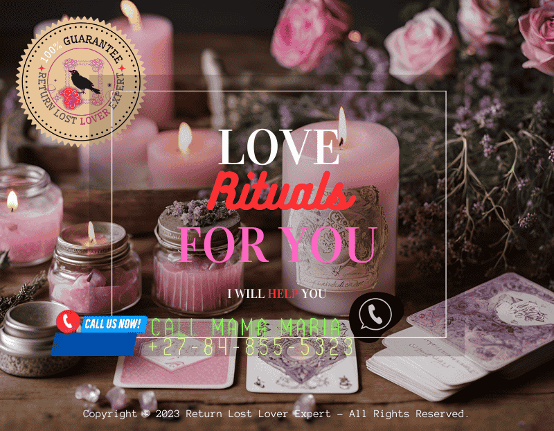 A modern love spell kit featuring pink candles, rose quartz, herbs, and a spell card. (2)