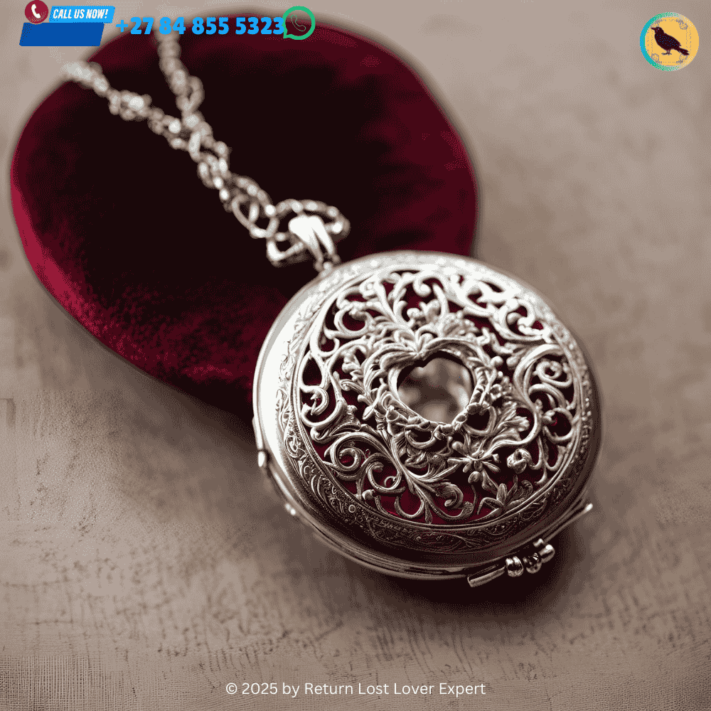 A silver locket with a love spell written inside, used to manifest secret romantic desires.
