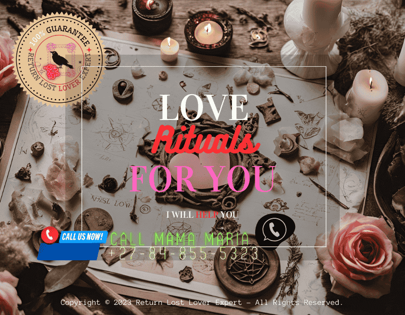 A vision board filled with romantic imagery, sigils, and inspirational quotes for a love spell.