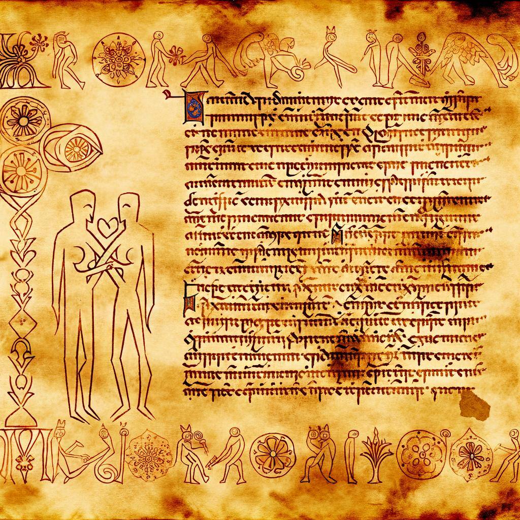 A medieval manuscript depicting a love spell or magical incantation-1