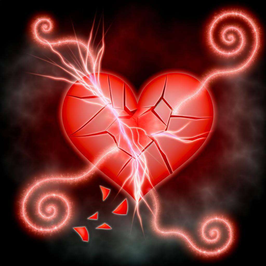 A symbolic image of a broken heart being pieced together with glowing red threads, with faint wisps of magic swirling around it-3