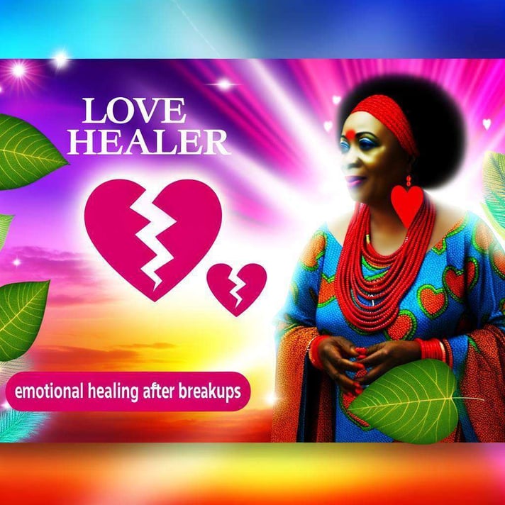 An advertisement for a African Women Love Healer offering Love Ritualist services and healing after a breakup