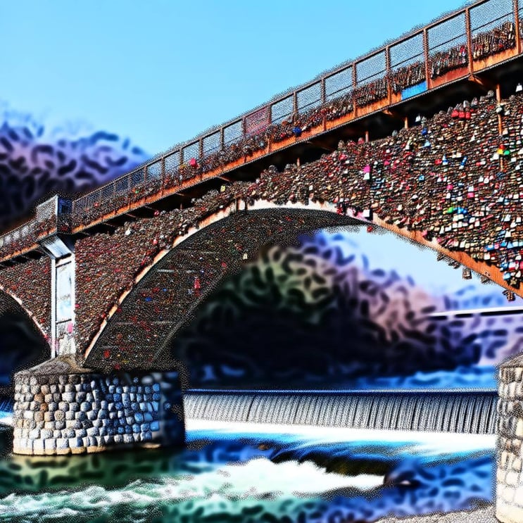 An image of a bridge adorned with thousands of love locks, each representing a unique love story