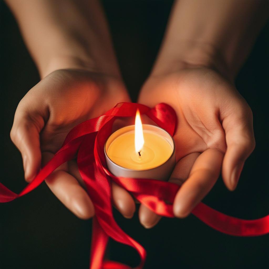 Hands holding a ribbon and candle flame, symbolizing the emotional connection in a longdistance relationship-1