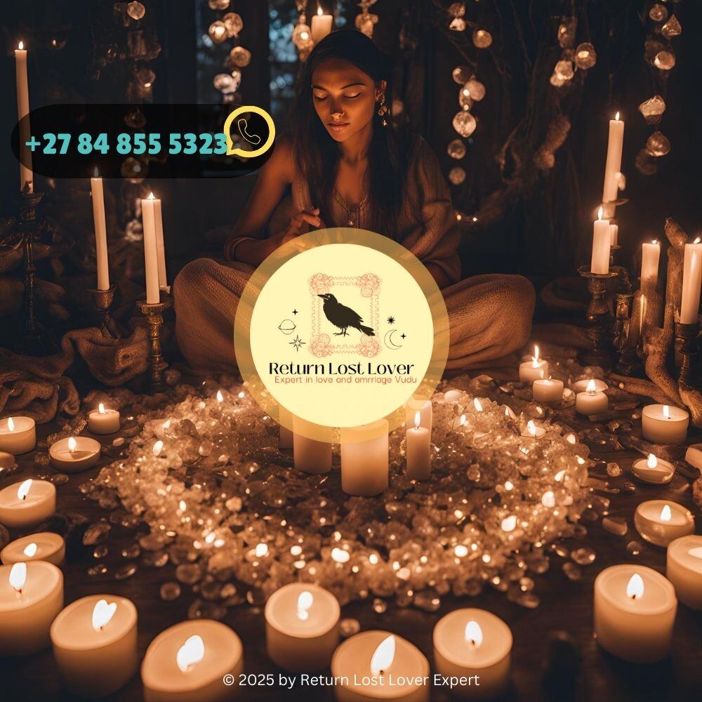 An image of a person casting a love spell under the light of the full moon, surrounded by candles and crystals, focusing on their intentions for romance and passion.