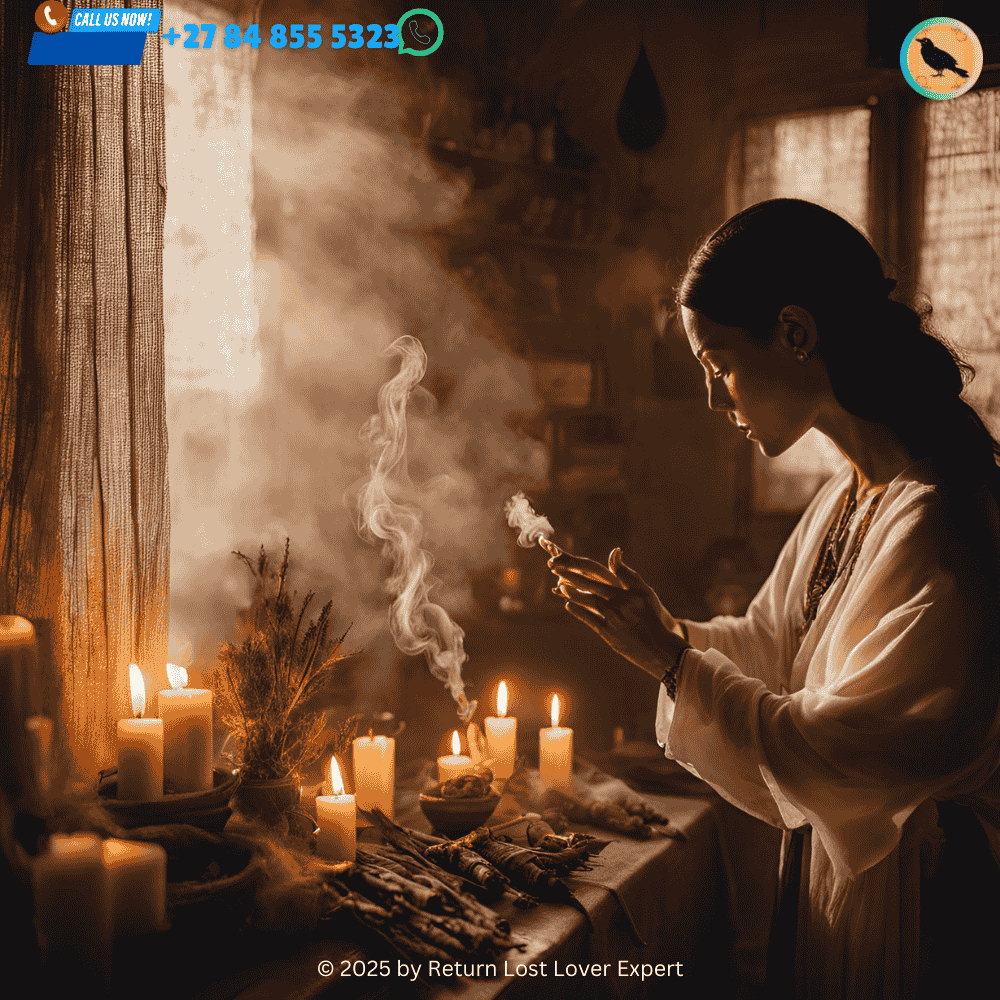 Person smudging a room with sage to cleanse the space for love spell work (1)