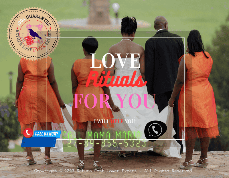 Couple holding hands after reconciling through a South African love spell.