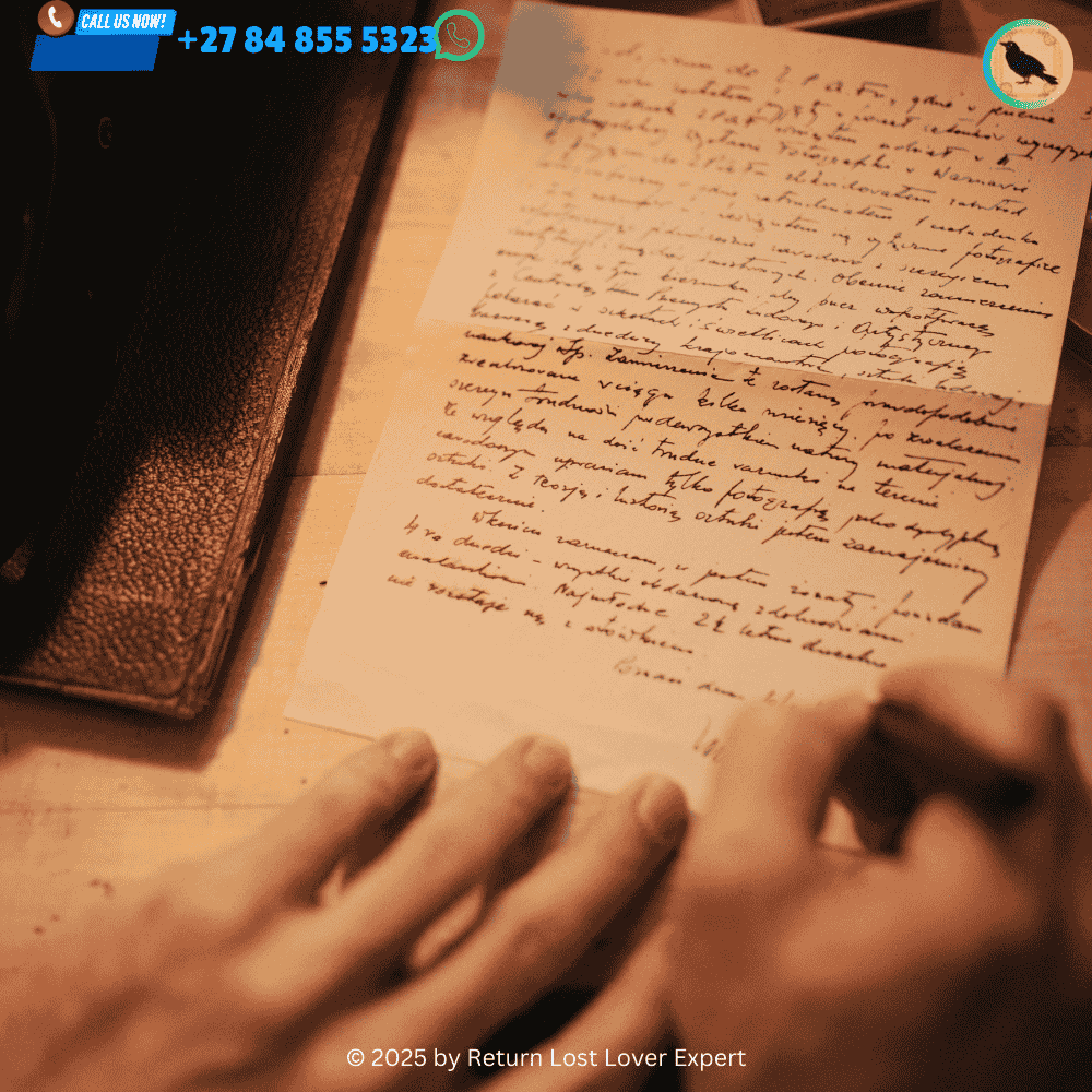 Hands writing in a grimoire after performing a love spell, detailing the ingredients and outcome.