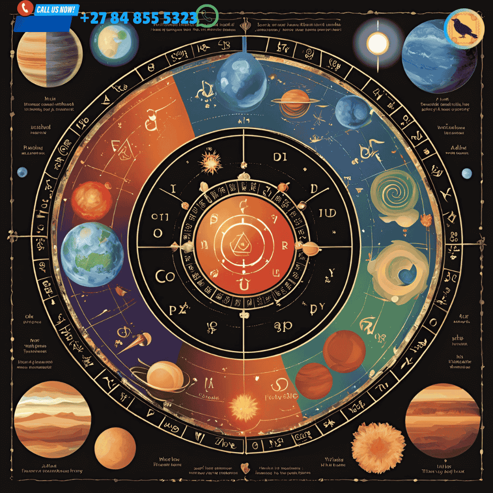 planetary symbols for each day of the week A chart showing the planets and their corresponding days of the week, illustrating the connection between planetary energy and love spells.